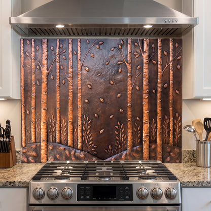 Whispering Birch Grove Copper Kitchen Backsplash