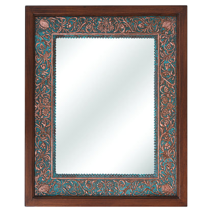 Copper Wood Framed Wall Mirror