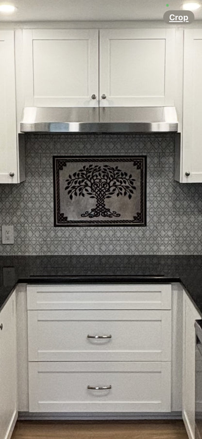 Tree of Life Copper Backsplash — Silver–Black