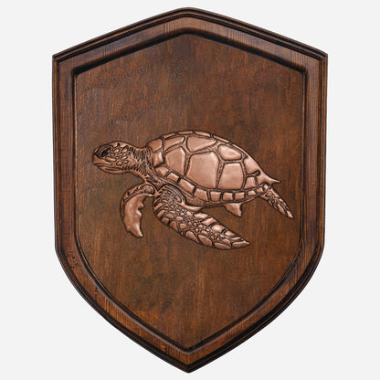 Copper Turtle on Wood Plaque