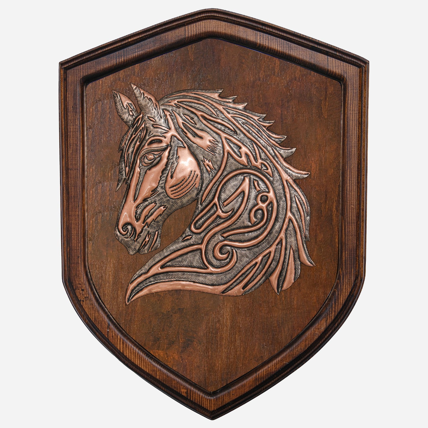 Copper Horse on Wood Plaque