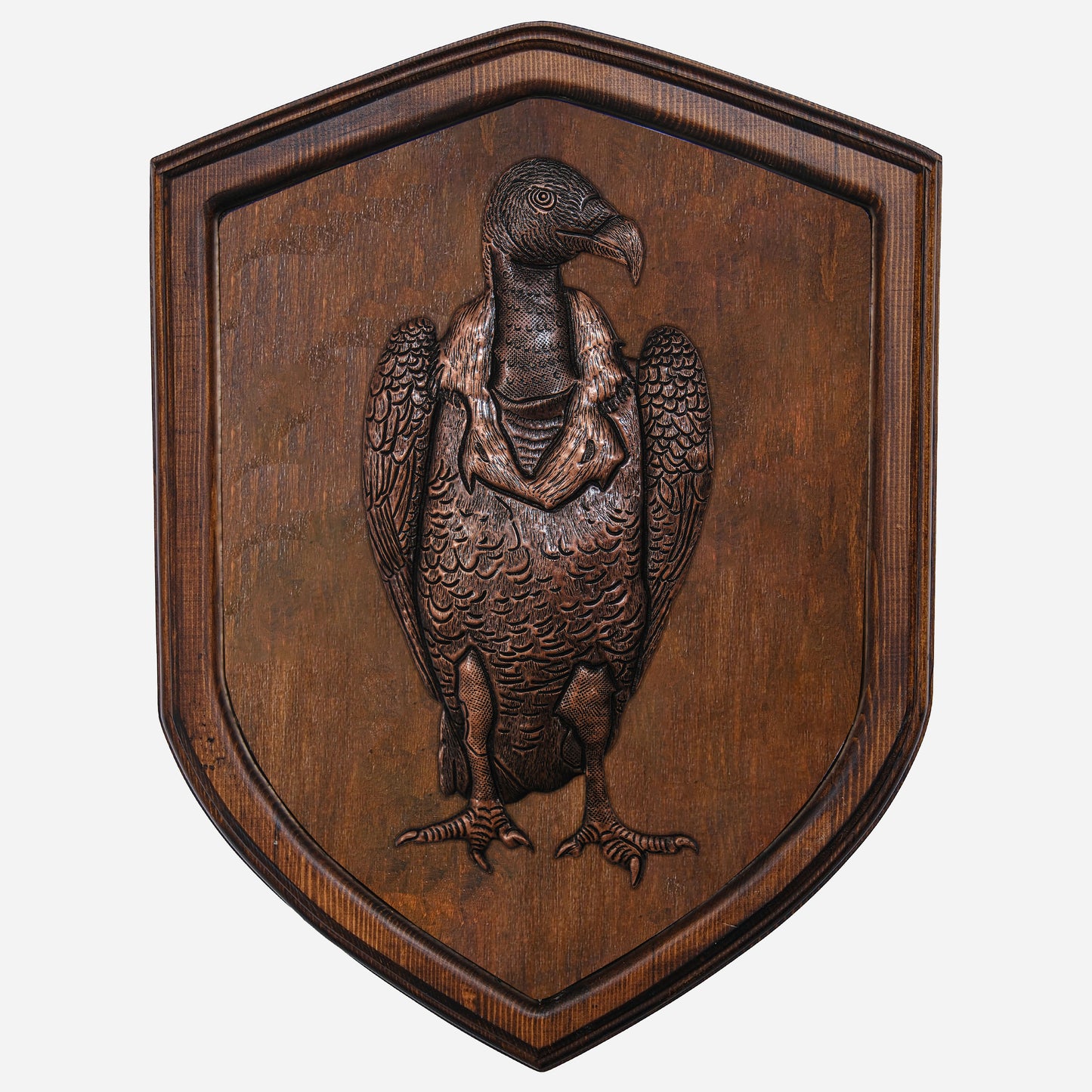 Copper Vulture on Wood Plaque