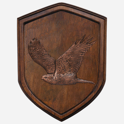 Copper Hawk on Wood Plaque