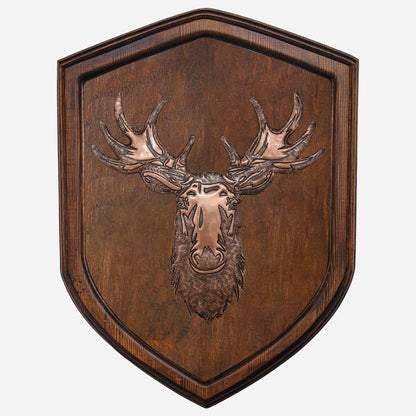 Copper Moose Head on Wood Plaque