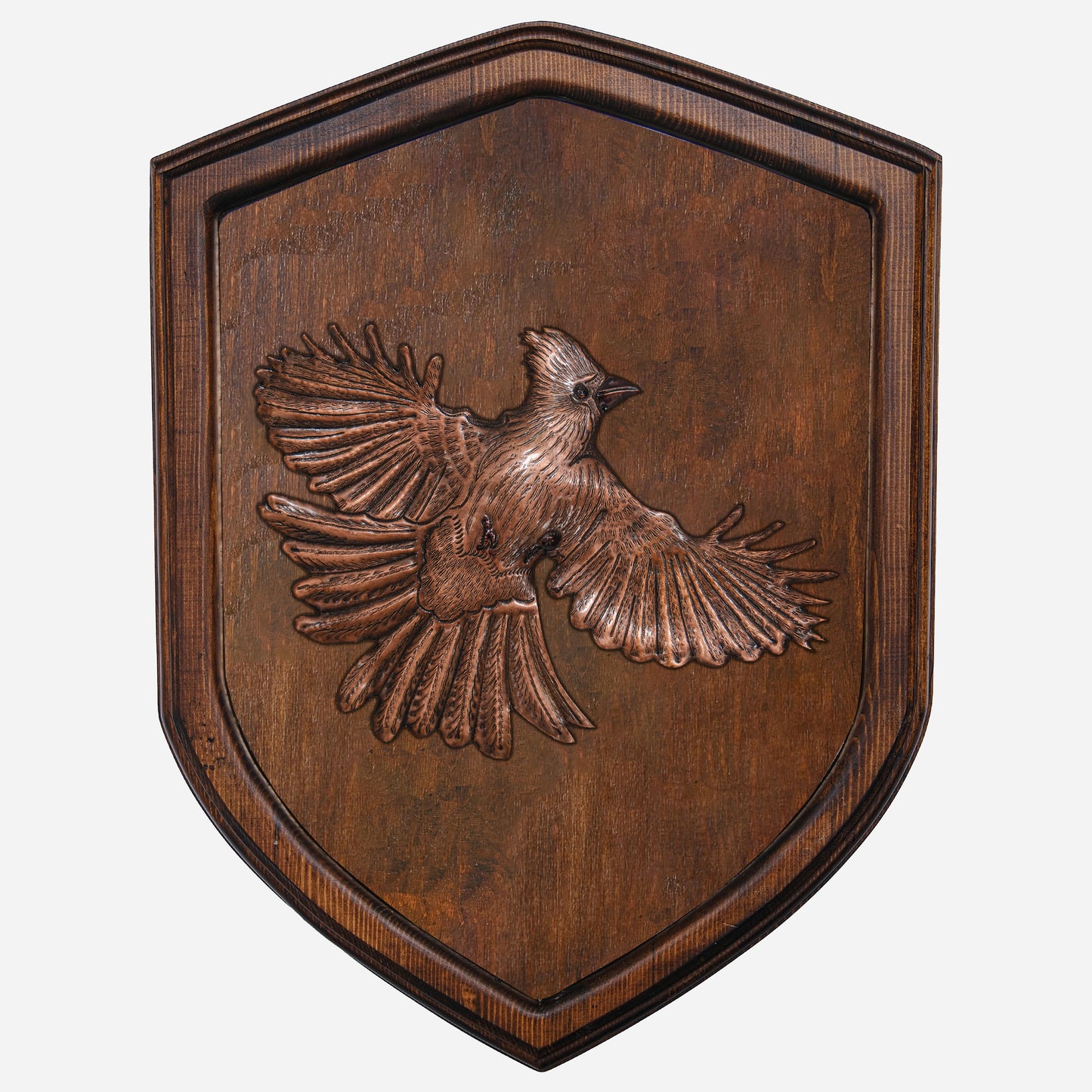 Copper Cardinal on Wood Plaque