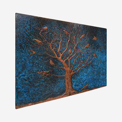 Blue Patina Tree Copper Backsplash