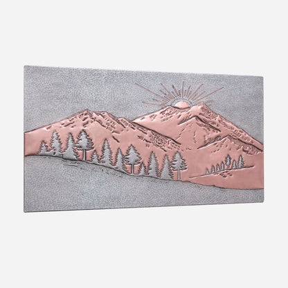 Rising Sun Behind the Mountain Copper Backsplash Tile