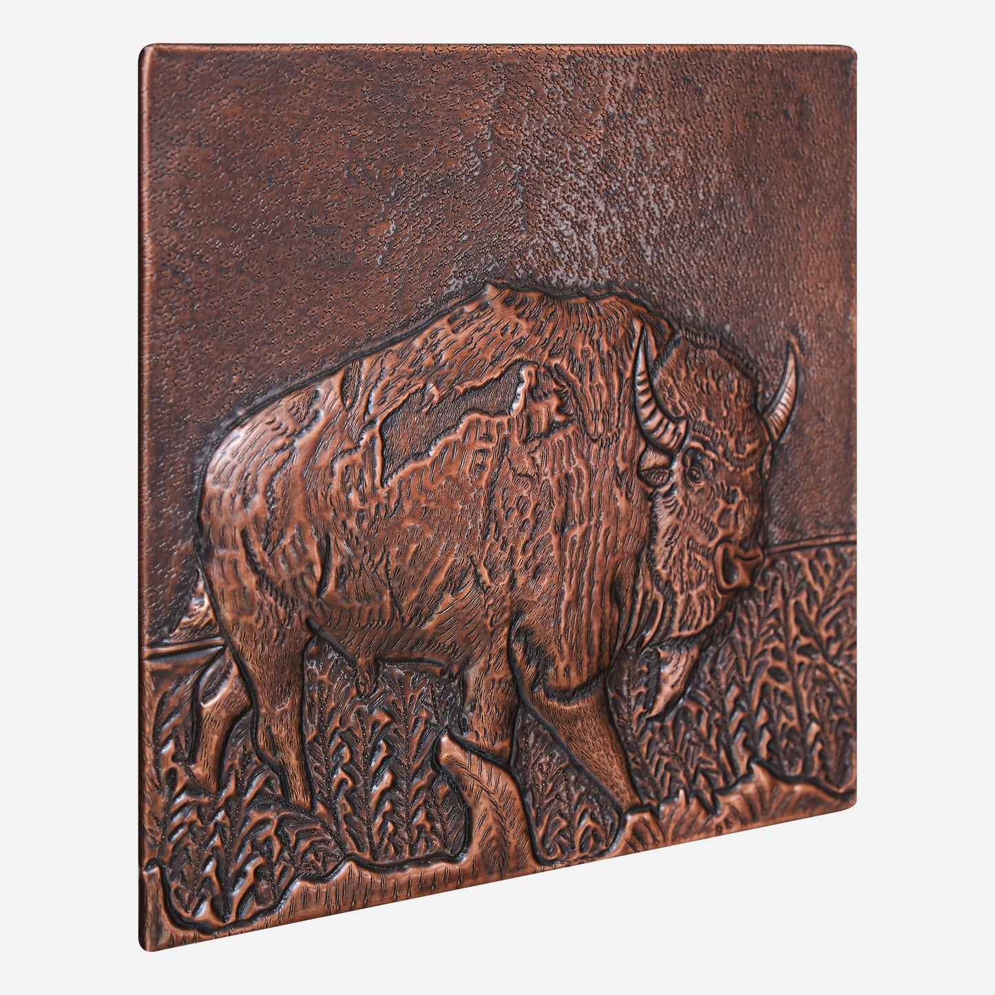 Bison Scene Copper Backsplash Tile