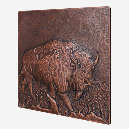 Bison Scene Copper Backsplash Tile