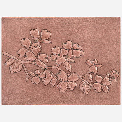 Copper Backsplash Panel (Branch of Dogwood with Flowers and Leaves)