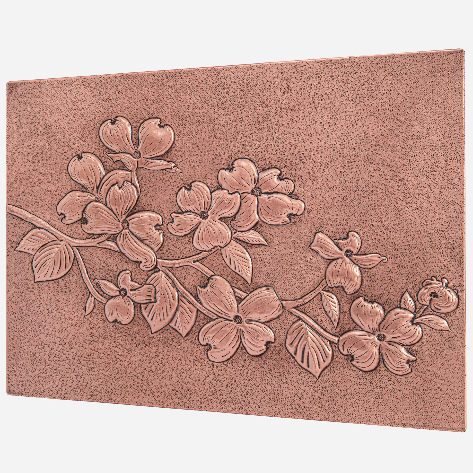 Copper Backsplash Panel (Branch of Dogwood with Flowers and Leaves)