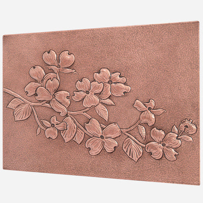 Copper Backsplash Panel (Branch of Dogwood with Flowers and Leaves)