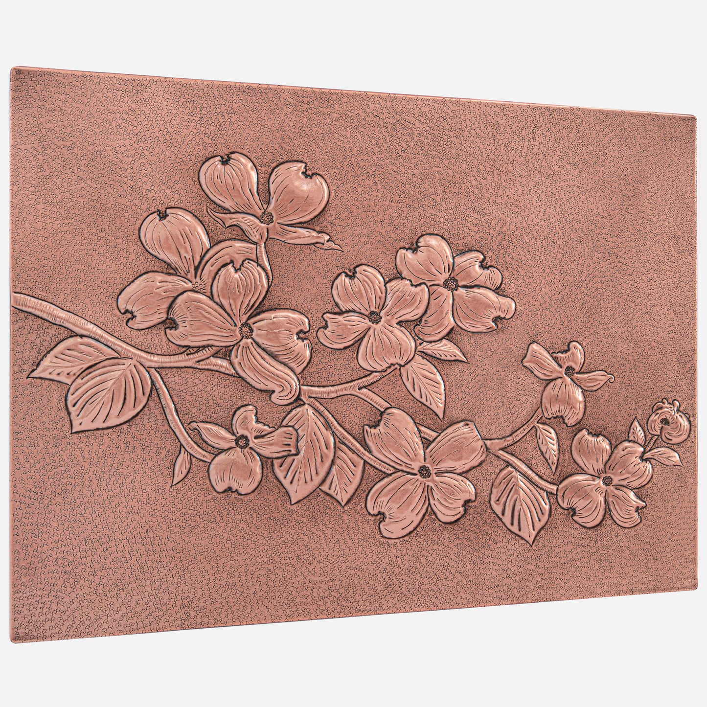 Copper Backsplash Panel (Branch of Dogwood with Flowers and Leaves)