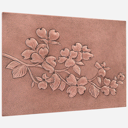 Copper Backsplash Panel (Branch of Dogwood with Flowers and Leaves)