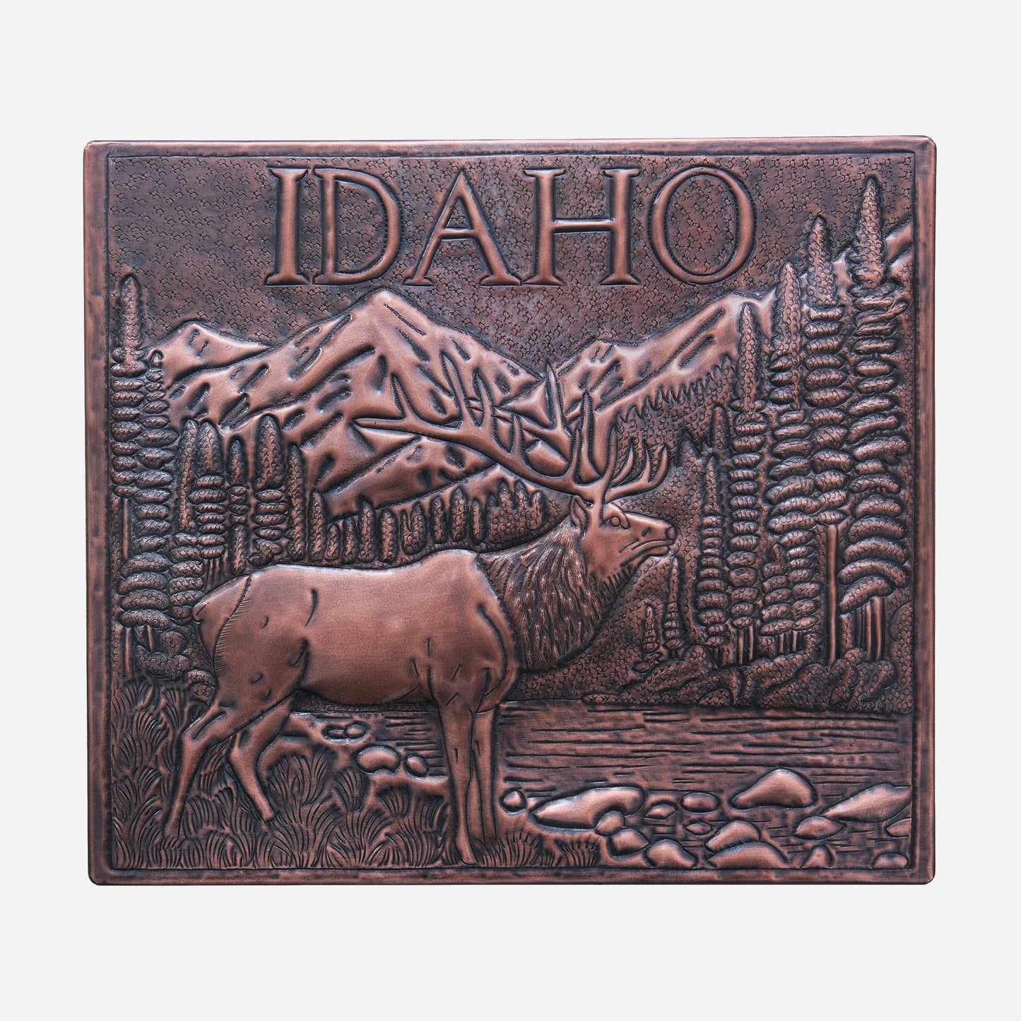 Elk Scene Copper Kitchen Backsplash Tile 11.9x13.5" Brown