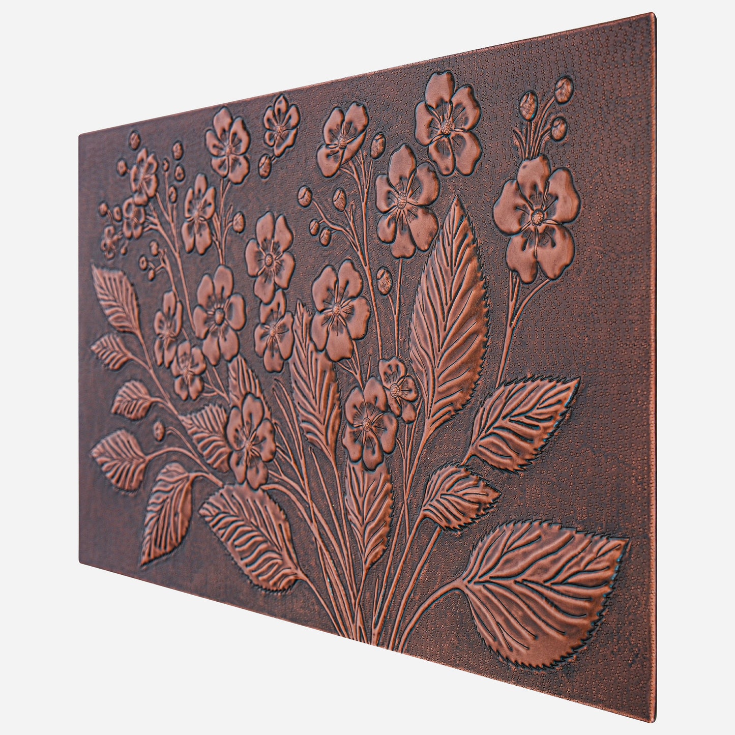 Kitchen Backsplash Tile (Forget me not Flowers, Brown Patina)