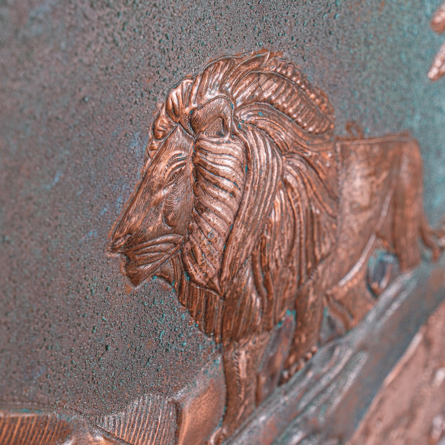 Lion Scene Copper Kitchen Backsplash