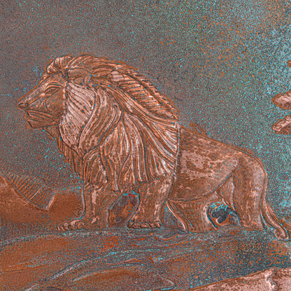 Lion Scene Copper Kitchen Backsplash