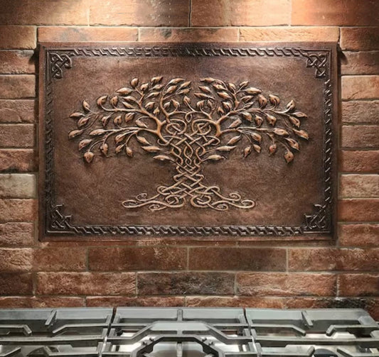 Celtic Tree of Life Kitchen Backsplash Tile - 18"x24" Brown