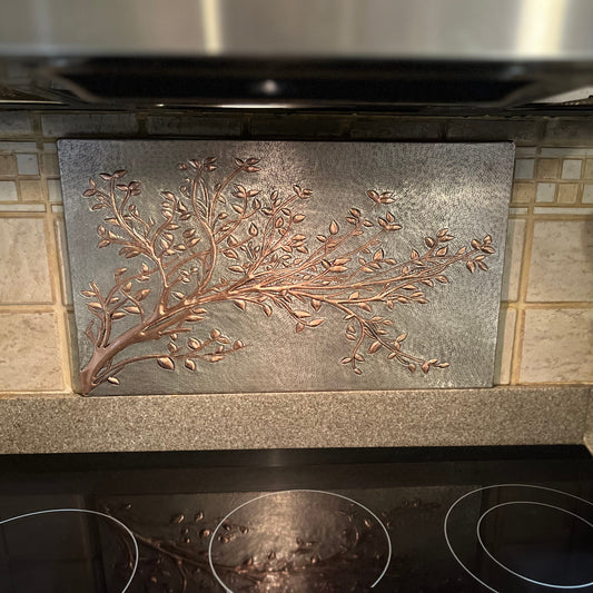 Tree Branches Backsplash Tile - 18"x30" Gray&Copper