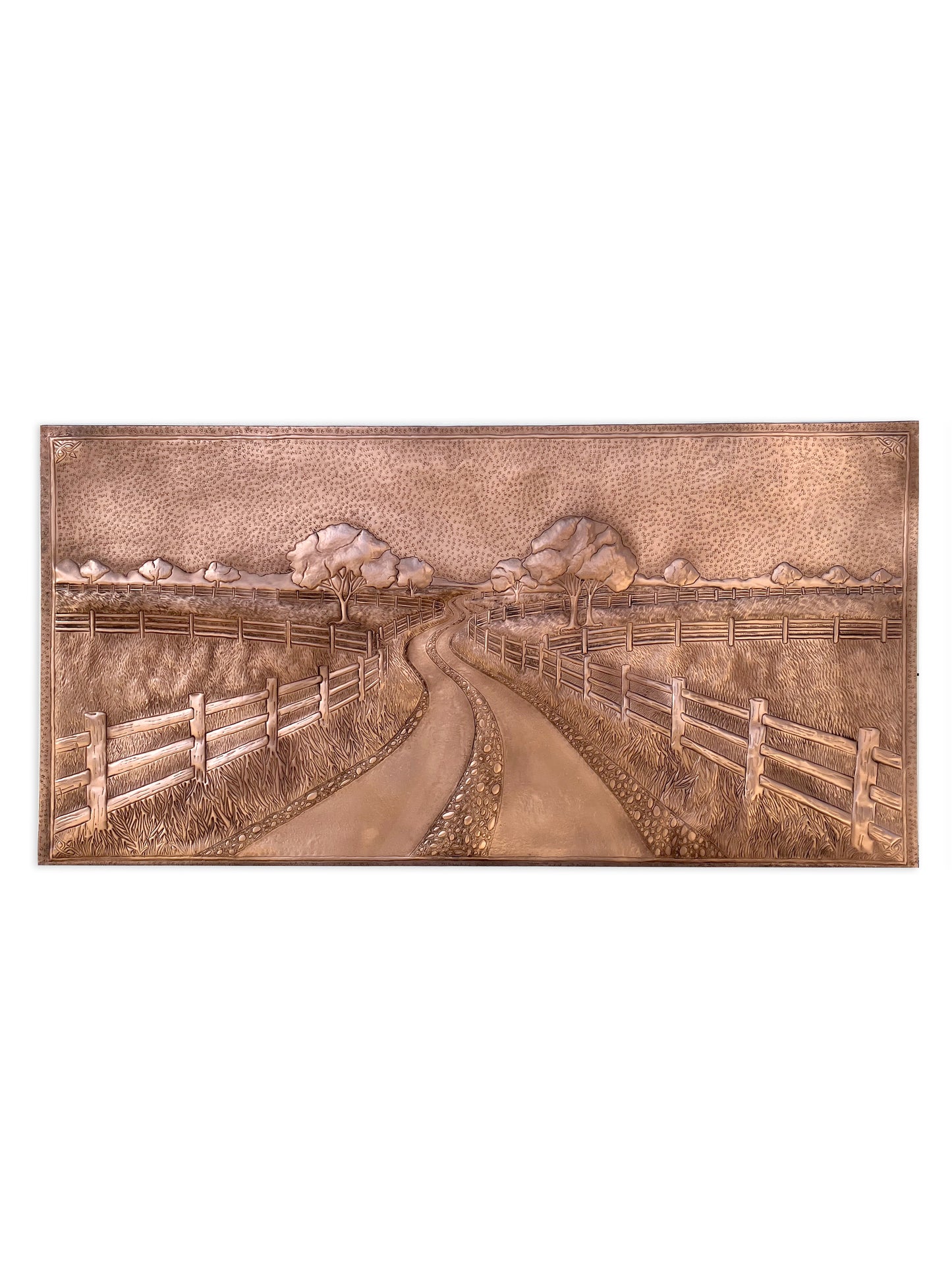 Country Road with Fence Copper Panel