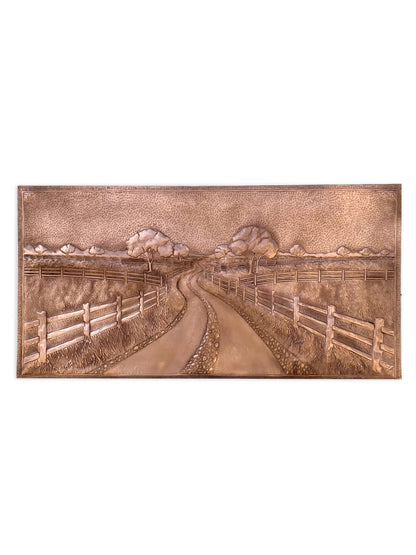Country Road with Fence Copper Panel