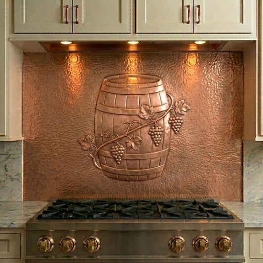 Barrel and Grapevine Copper Wall Art