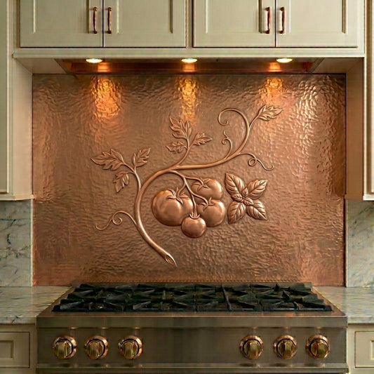 Basil and Tomato Copper Kitchen Backsplash