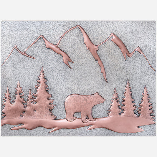 Bear Scene Kitchen Backsplash Tile - 18"x24" Gray&Copper