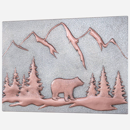 Bear Scene Kitchen Backsplash Tile - 18"x24" Gray&Copper - Natuross