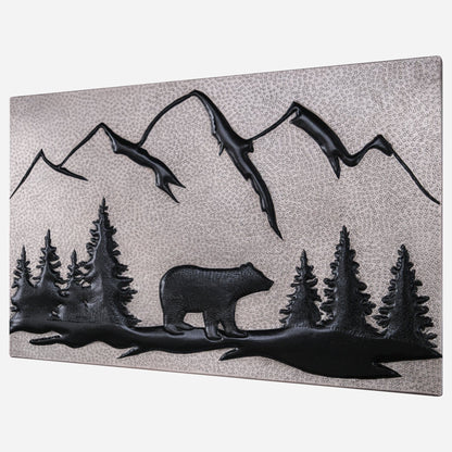 Bear Scene Kitchen Backsplash Tile - 18"x24" Gray&Black - Natuross