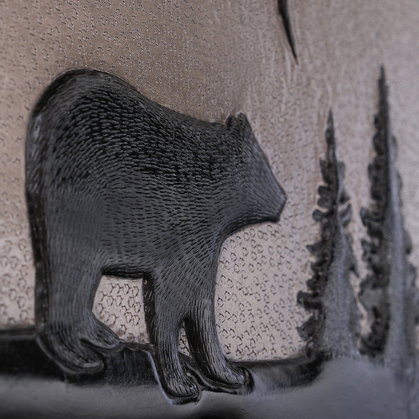 Bear Scene Kitchen Backsplash Tile - 18"x24" Gray&Black