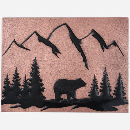 Bear Scene Kitchen Backsplash Tile - 18"x24" Copper&Black - Natuross