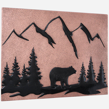 Bear Scene Kitchen Backsplash Tile - 18"x24" Copper&Black - Natuross