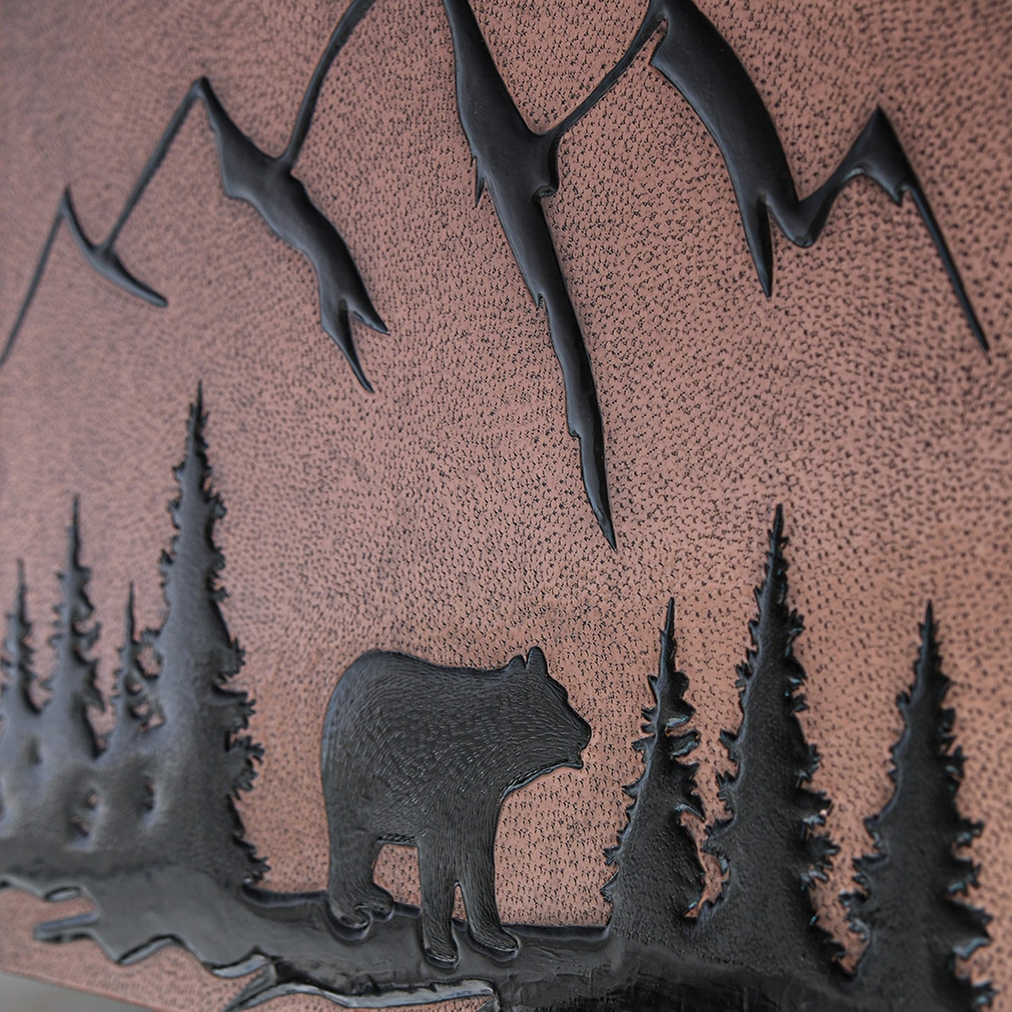 Bear Scene Kitchen Backsplash Tile - 18"x24" Copper&Black