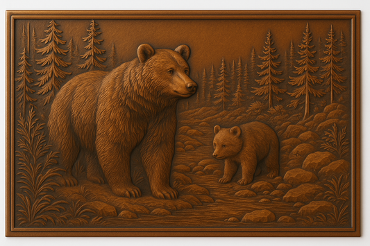 Bear in Forest Metal Wall Art Backsplash Panel