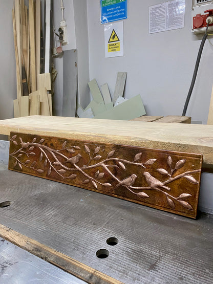 Birds on Tree Branches Fire Copper Backsplash