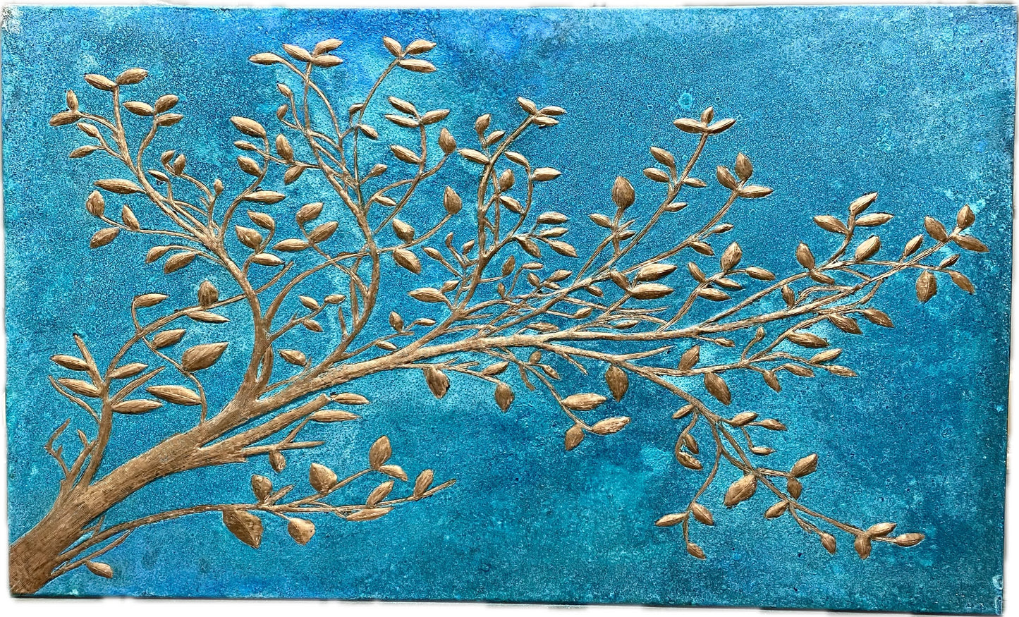 Blue Copper Tree Branches Backsplash - Natuross