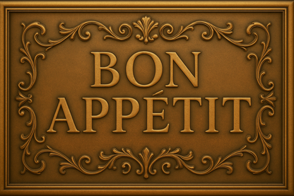 Bon Appétit Copper Panel — Handmade Embossed Kitchen Wall & Backsplash Art