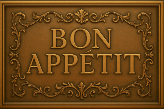 Bon Appétit Copper Panel — Handmade Embossed Kitchen Wall & Backsplash Art