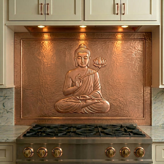 Buddha Holding Lotus Copper Backsplash