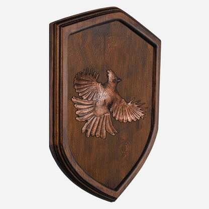 Copper Cardinal on Wood Plaque