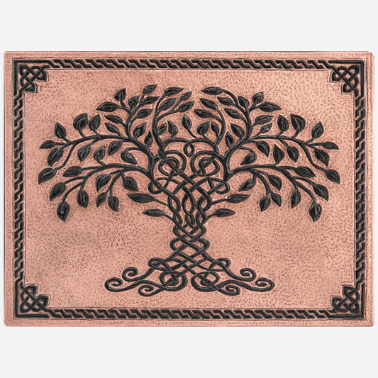 Celtic Tree of Life Kitchen Backsplash Tile - 18"x24" Copper&Black