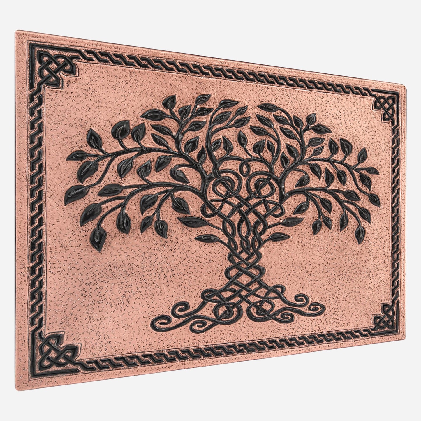 Celtic Tree of Life Kitchen Backsplash Tile - 18"x24" Copper&Black