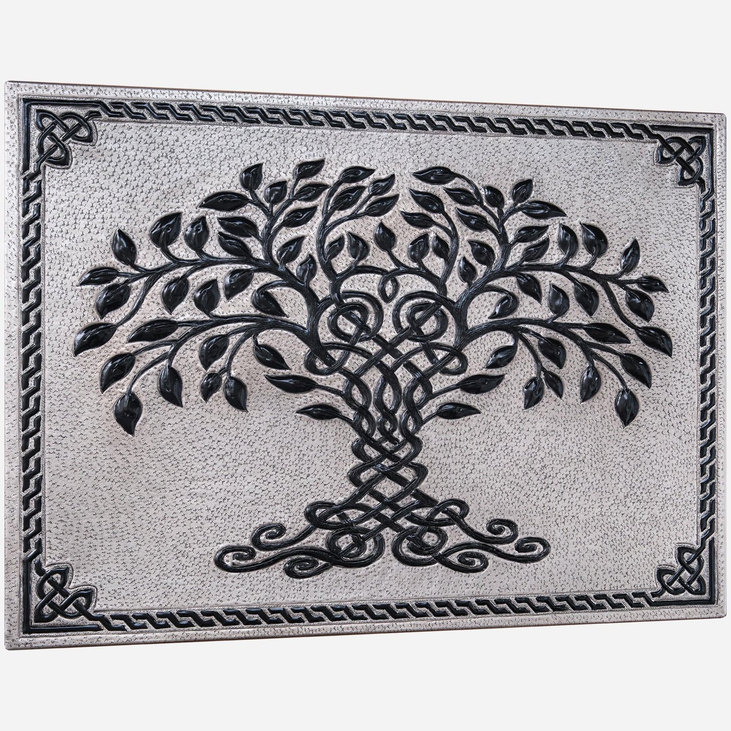 Celtic Tree of Life Kitchen Backsplash Tile - 18"x24" Gray&Black