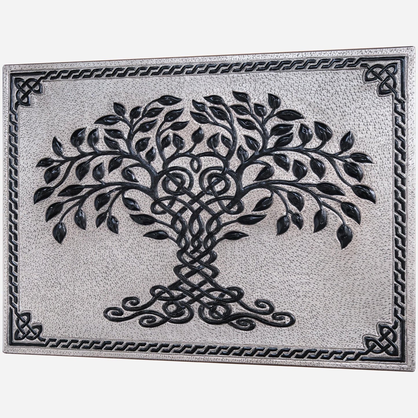 Celtic Tree of Life Kitchen Backsplash Tile - 18"x24" Gray&Black