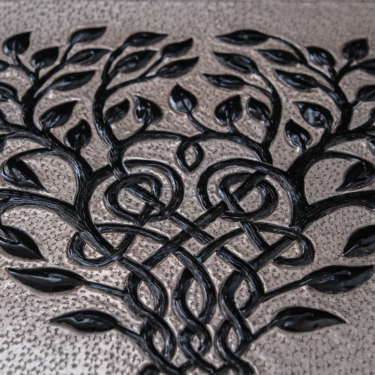 Celtic Tree of Life Kitchen Backsplash Tile - 18"x24" Gray&Black