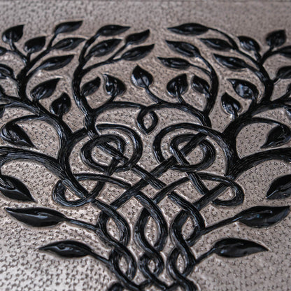 Celtic Tree of Life Kitchen Backsplash Tile - 18"x24" Gray&Black - Natuross