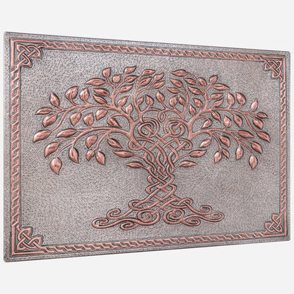 Celtic Tree of Life Kitchen Backsplash Tile - 18"x24" Gray&Copper - Natuross