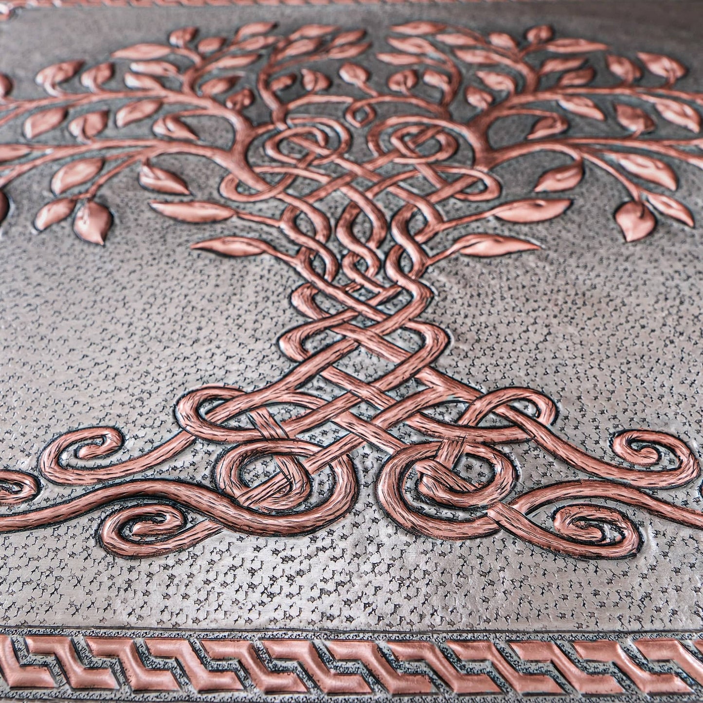 Celtic Tree of Life Kitchen Backsplash Tile - 18"x24" Gray&Copper